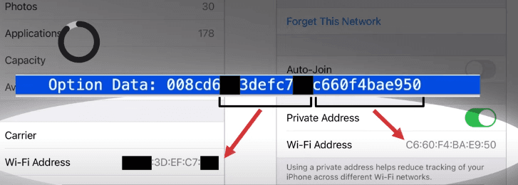 both iphone real address and generated addresses are exposed