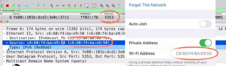private wifi address exposed