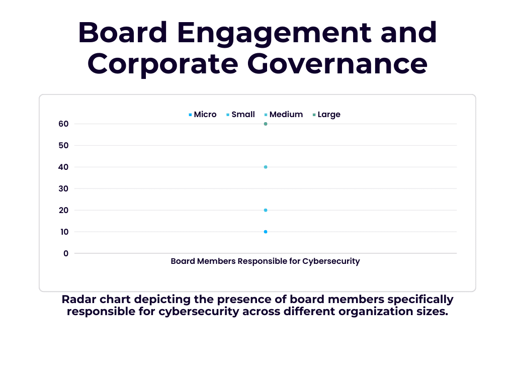  Radar chart depicting the presence of board members specifically responsible for cybersecurity across different organization sizes.